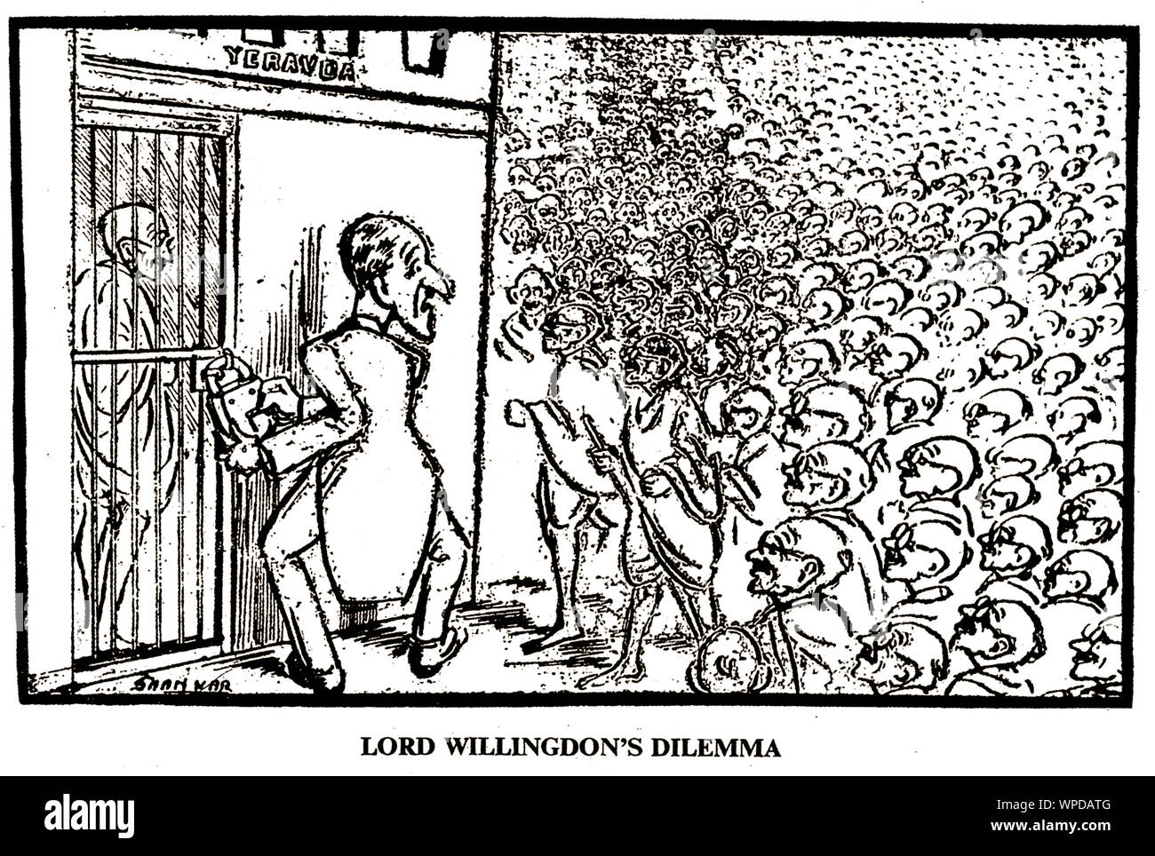 Lord Willingdon dilemme, Mahatma Gandhi dans la prison de Yeravda, milliers Gandhi par Shankar, Inde, Asie, 1933, vieux millésime image 1900 Banque D'Images