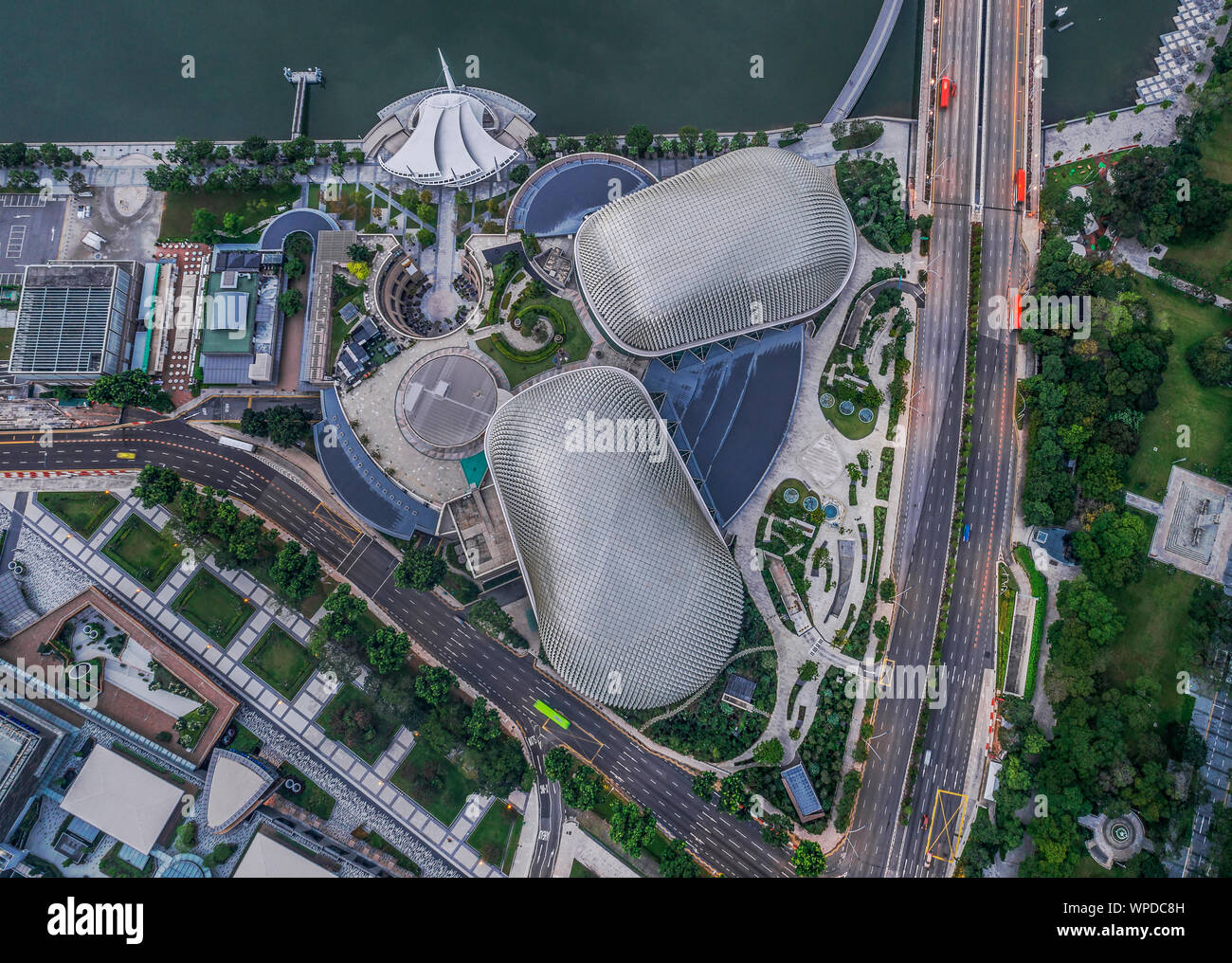 Les bâtiments d'architecture moderne vue aérienne Situé au cœur du centre financier, Singapour Banque D'Images