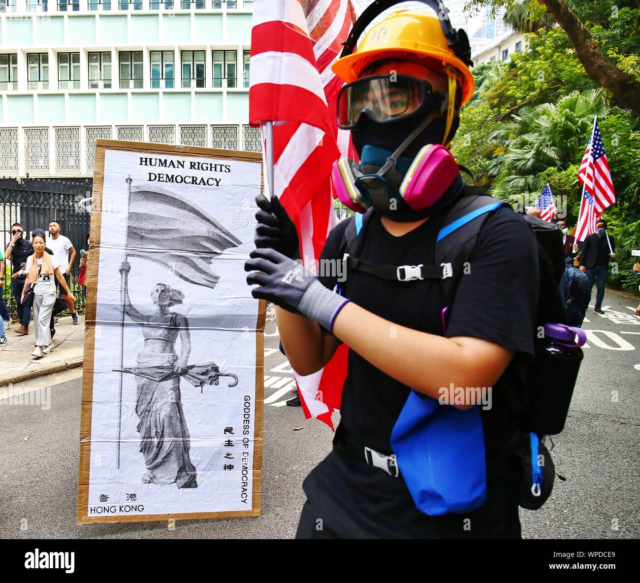 Hong Kong, Chine. 05Th Sep 2019. Des milliers de manifestants pro-démocratie appellent au président Donald Trump et les États-Unis pour l'aide qu'on mars au consulat général des États-Unis à Hong Kong. Les manifestations sont maintenant dans leur 14ème semaine consécutive, et la Chine a mis en garde contre d'autres pays de ne pas intervenir. Gonzales : Crédit Photo/Alamy Live News Banque D'Images