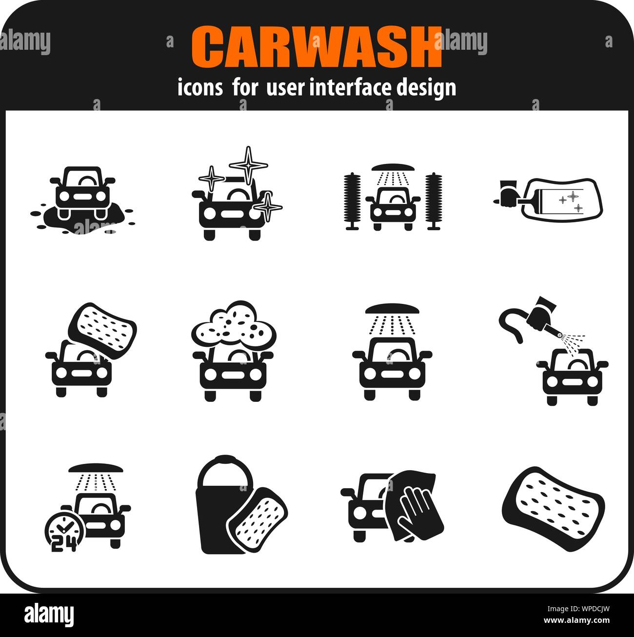 Carwash icon set Illustration de Vecteur
