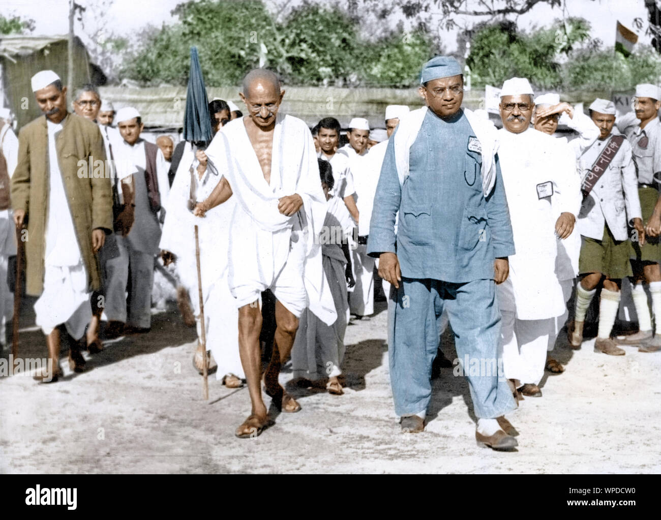 Mahatma Gandhi de quitter le village à Ramgarh, exposition Industries Jharkhand, Inde, le 19 mars 1940 Banque D'Images