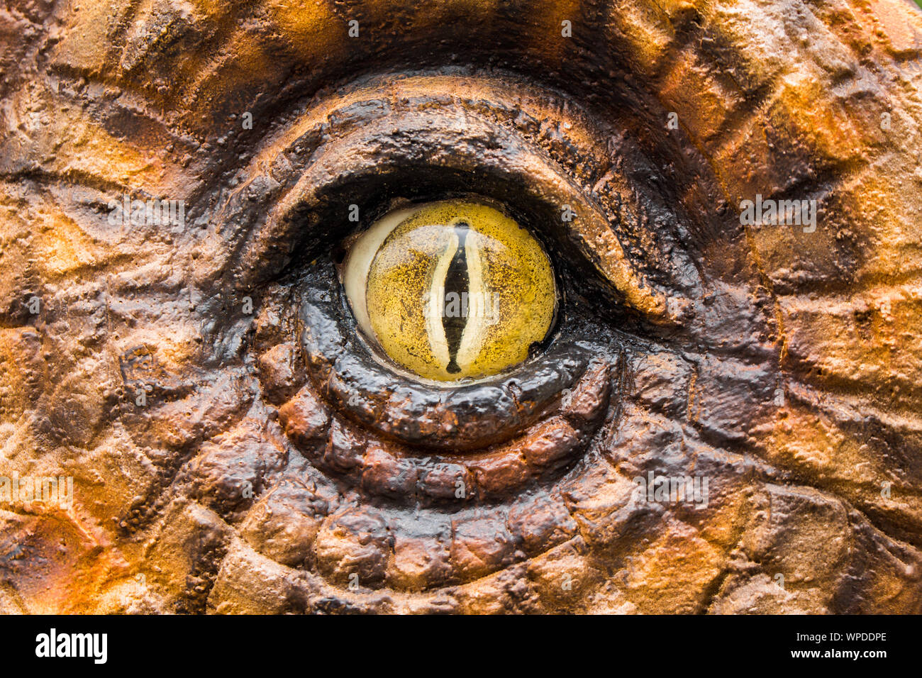 Chasseurs de dinosaures sont horribles avec les yeux jaunes. Banque D'Images