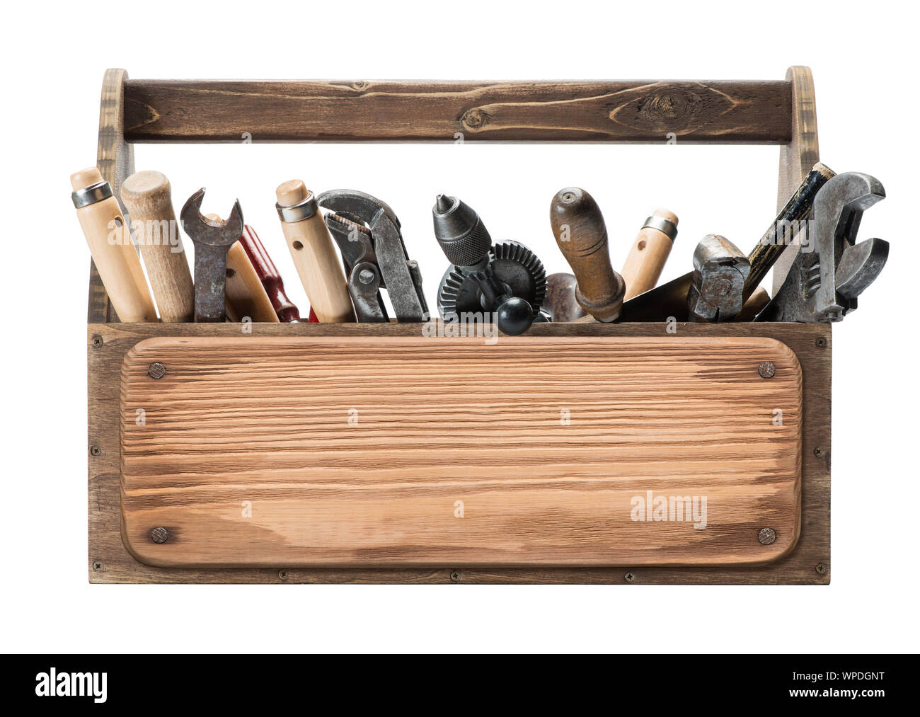 Boîte à outils en bois cloué avec bord Photo Stock Alamy