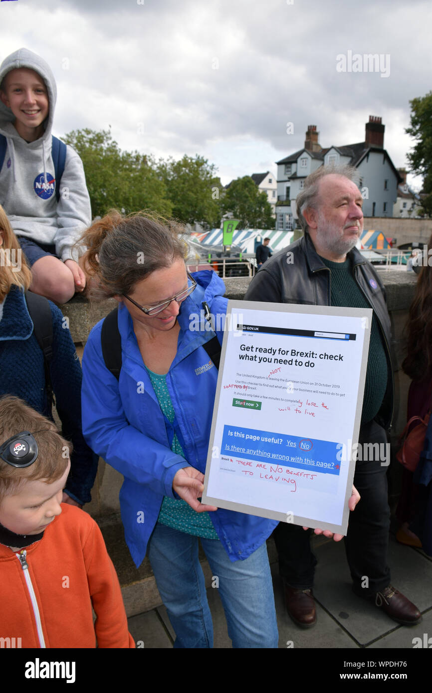 Défendre la démocratie : le coup d'arrêt de protestation devant l'Hôtel de ville de Norwich, UK 7 Septembre 2019 - protestation anti Boris Johnson Banque D'Images