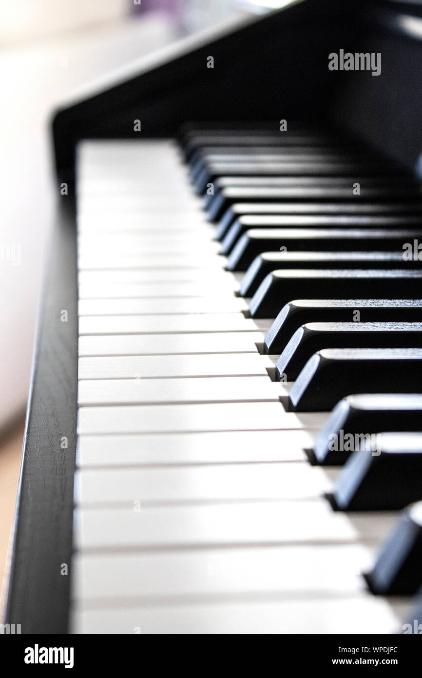 Clavier de piano, instrument de musique, macro-vision Banque D'Images
