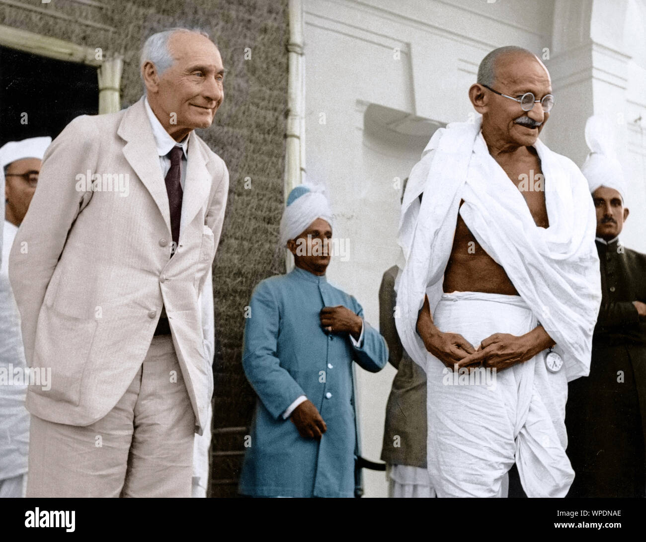 Mahatma Gandhi avec Lord Pethick Lawrence, Delhi, Inde, Asie, Mai, 1946 Banque D'Images