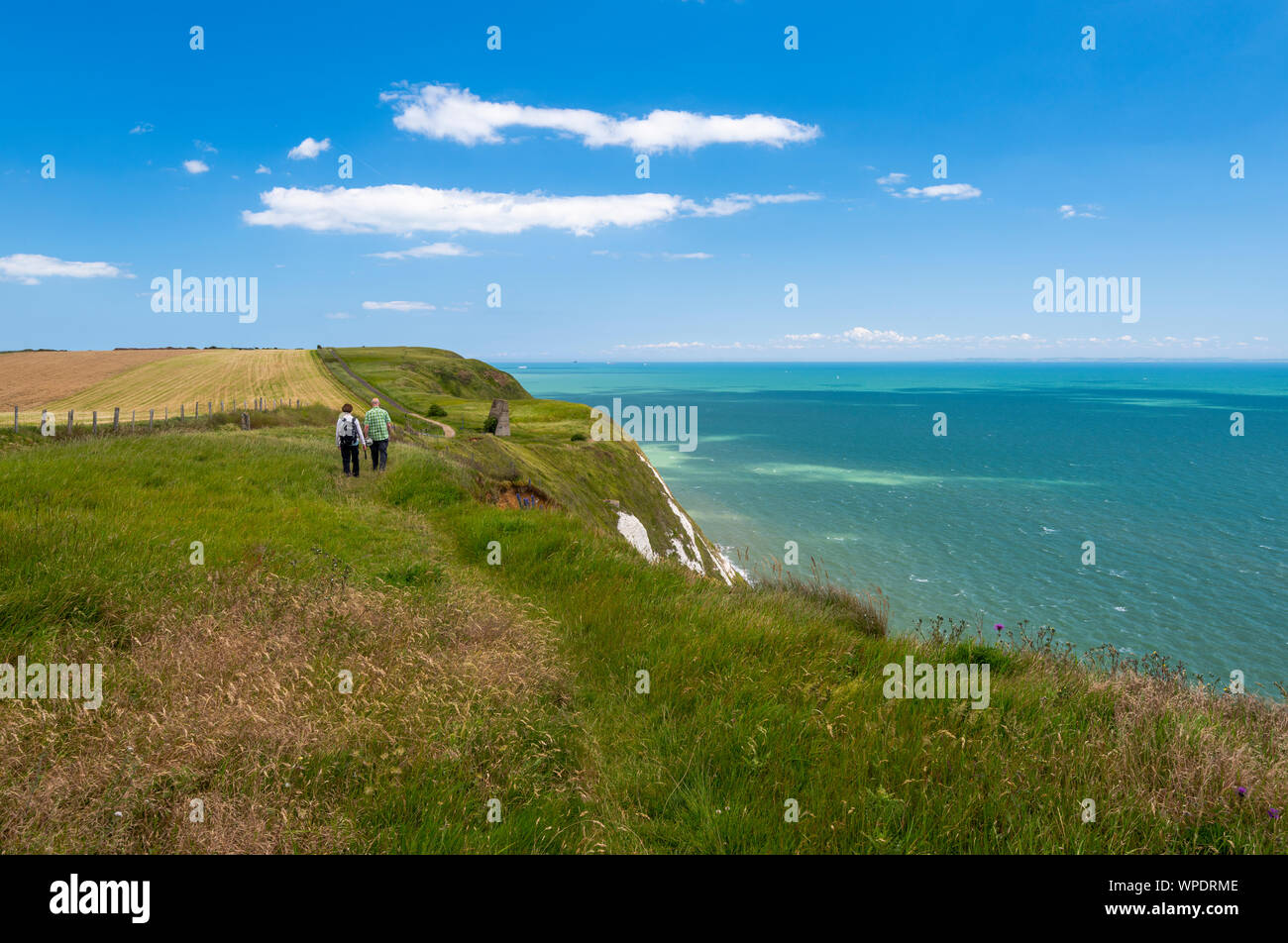 Quelques promenades le long de la North Downs Way un haut de la White Cliffs of Dover, Kent. Banque D'Images