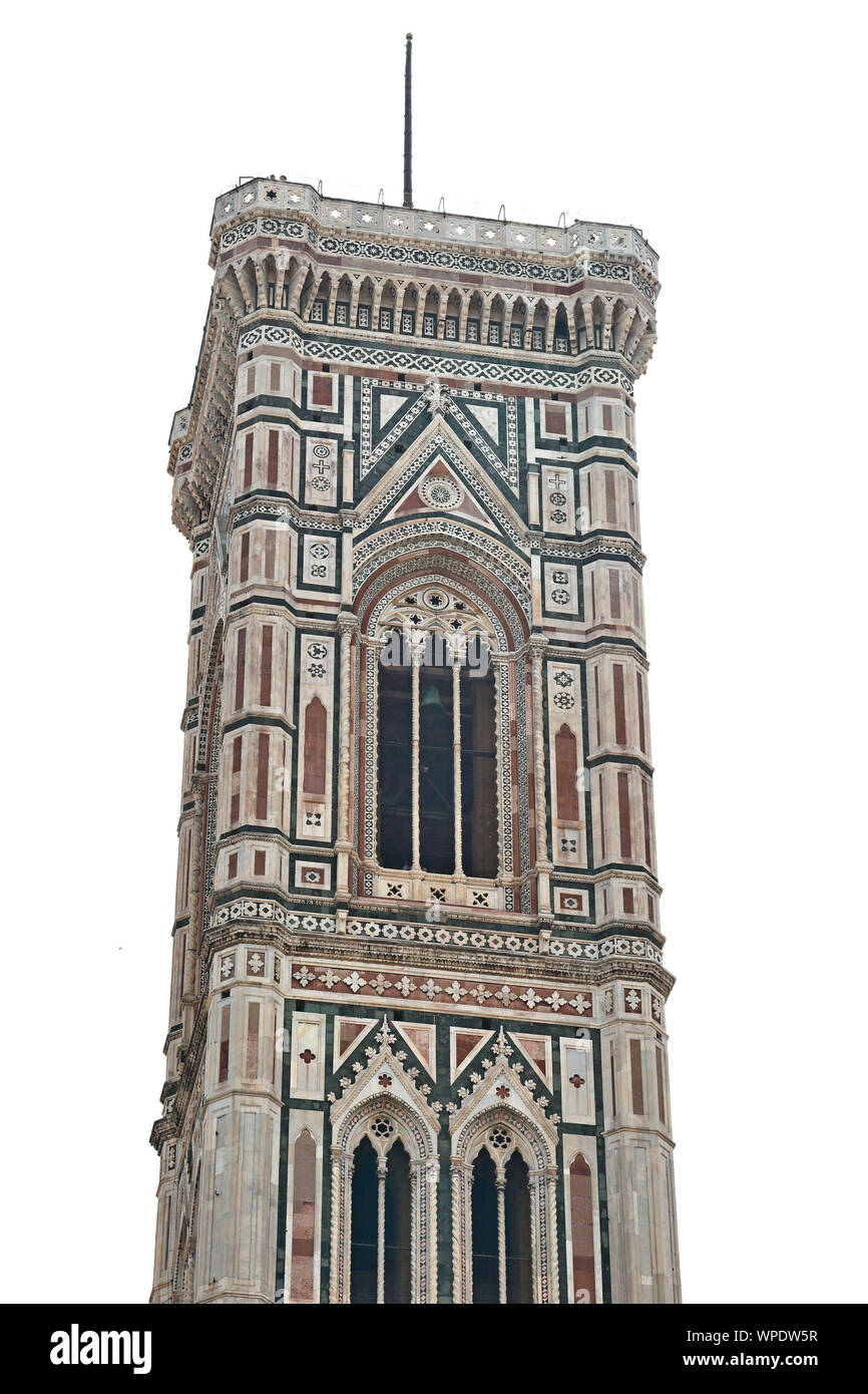 Haut de clocher de Giotto sur la Piazza del Duomo, Florence Banque D'Images