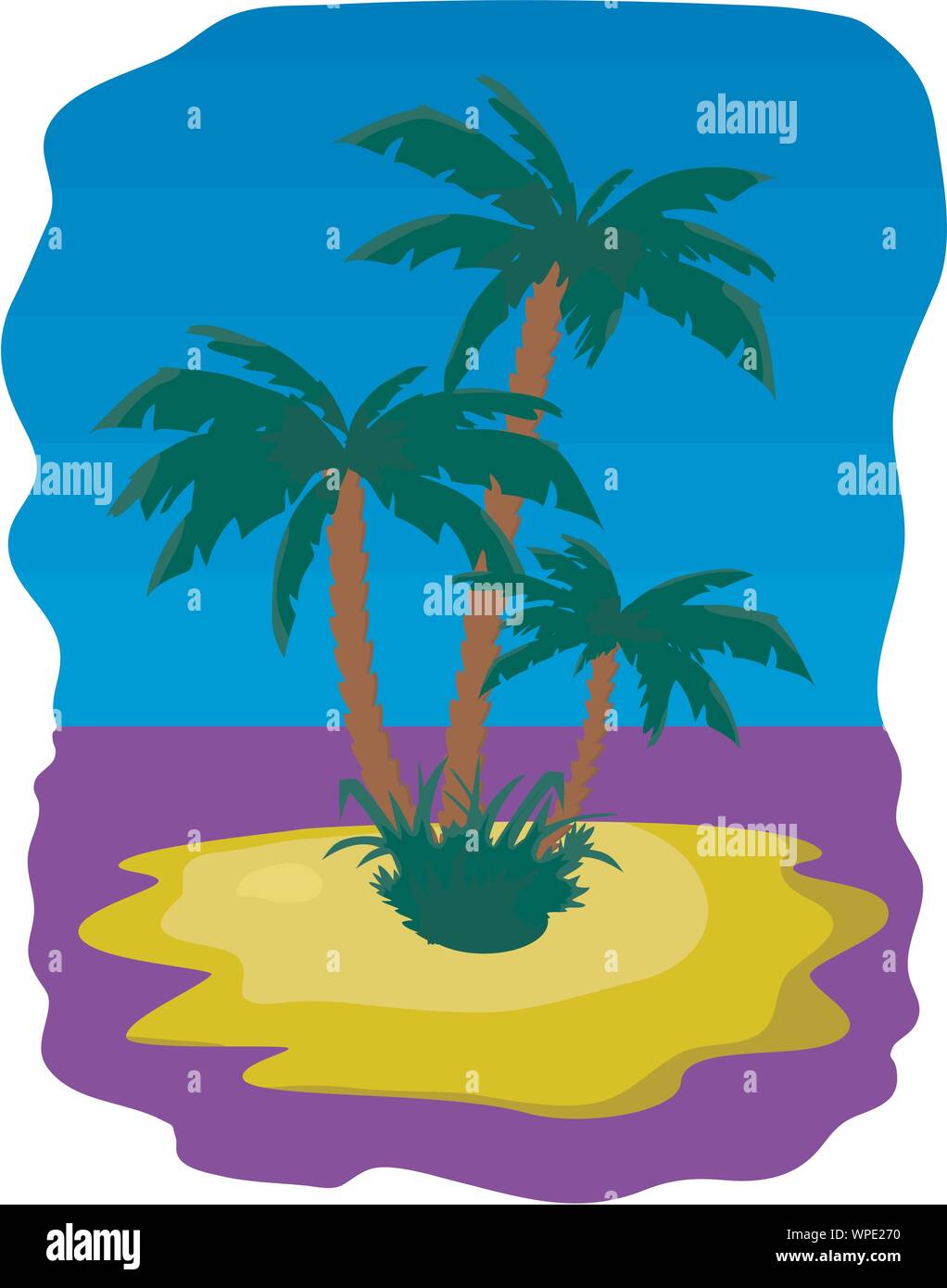 Vector illustration - tropic island avec palmiers et mer Illustration de Vecteur