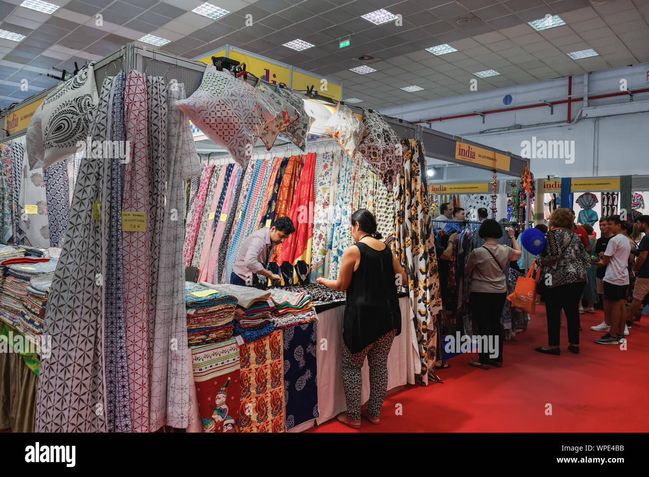 Thessalonique, Grèce 84ème salon International pavillons avec foule. Salon a lieu du 7 au 15 septembre 2019. L'Inde est le pays à l'honneur cette année. Banque D'Images