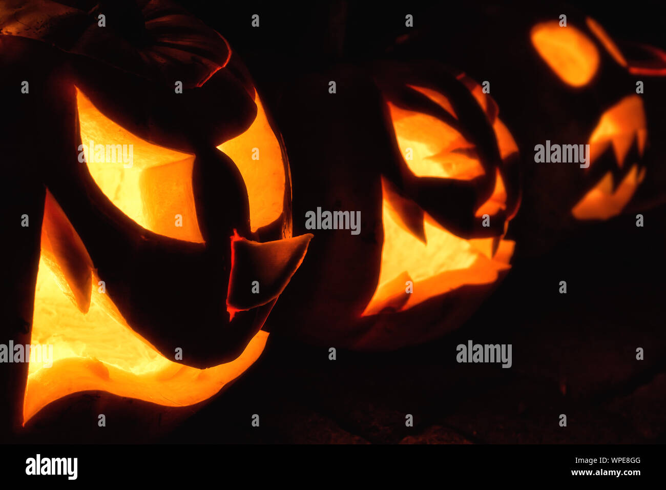 Lanternes pour Halloween citrouille Wicked Banque D'Images