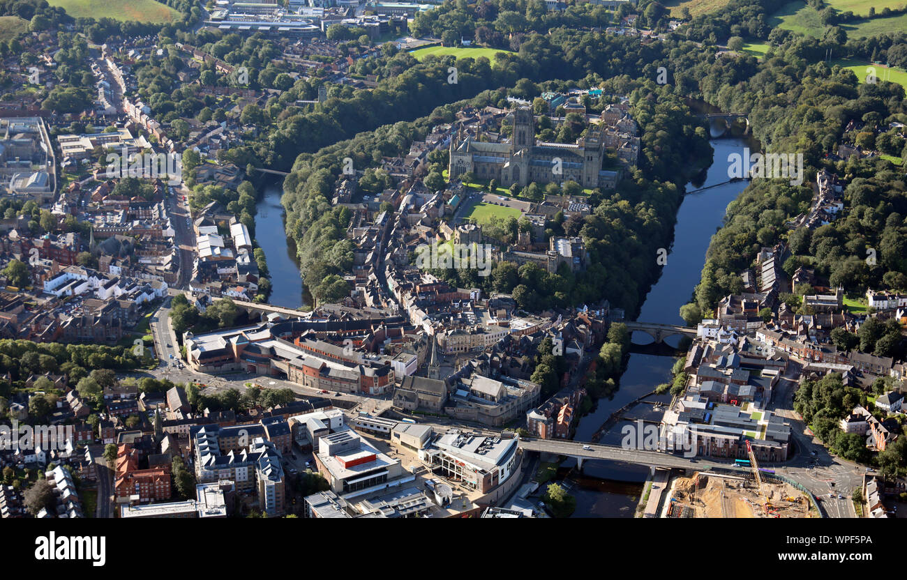 Vue aérienne du centre-ville de Durham Banque D'Images