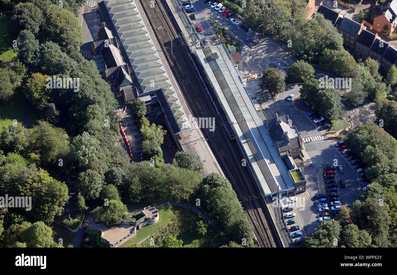 Vue aérienne de la gare de Durham, Durham County Banque D'Images