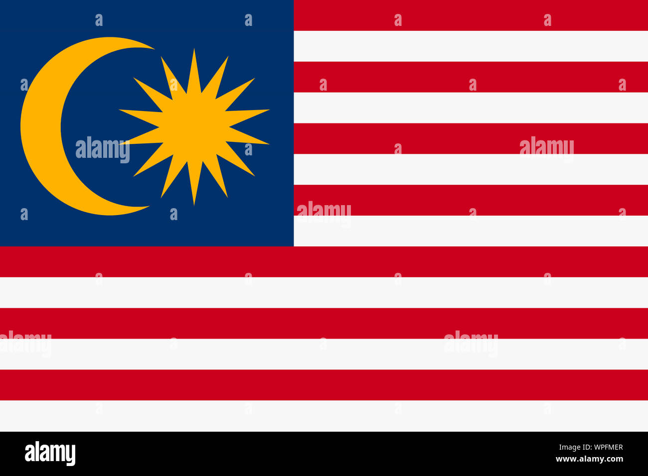 Un drapeau de la Malaisie background illustration gros fichier moon star red white stripes de gloire Malay Banque D'Images