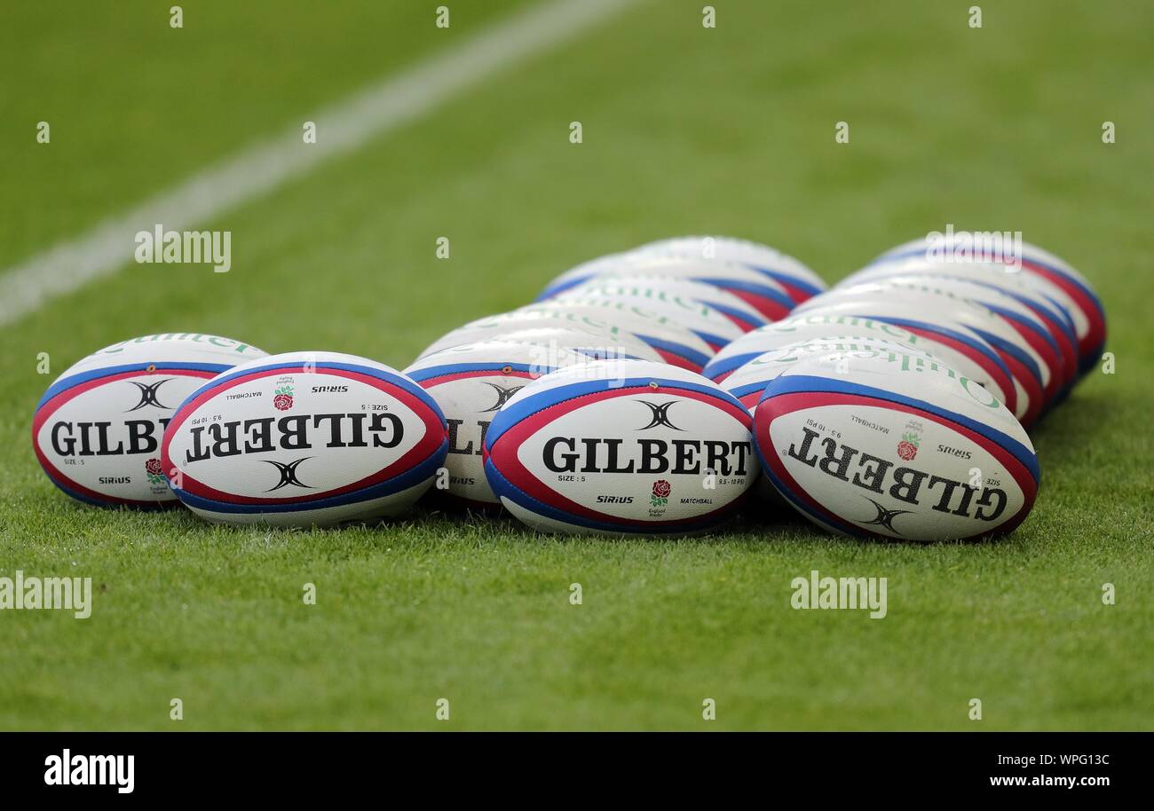 Ballons de RUGBY GILBERT, Angleterre/ITALIE, 2019 Banque D'Images