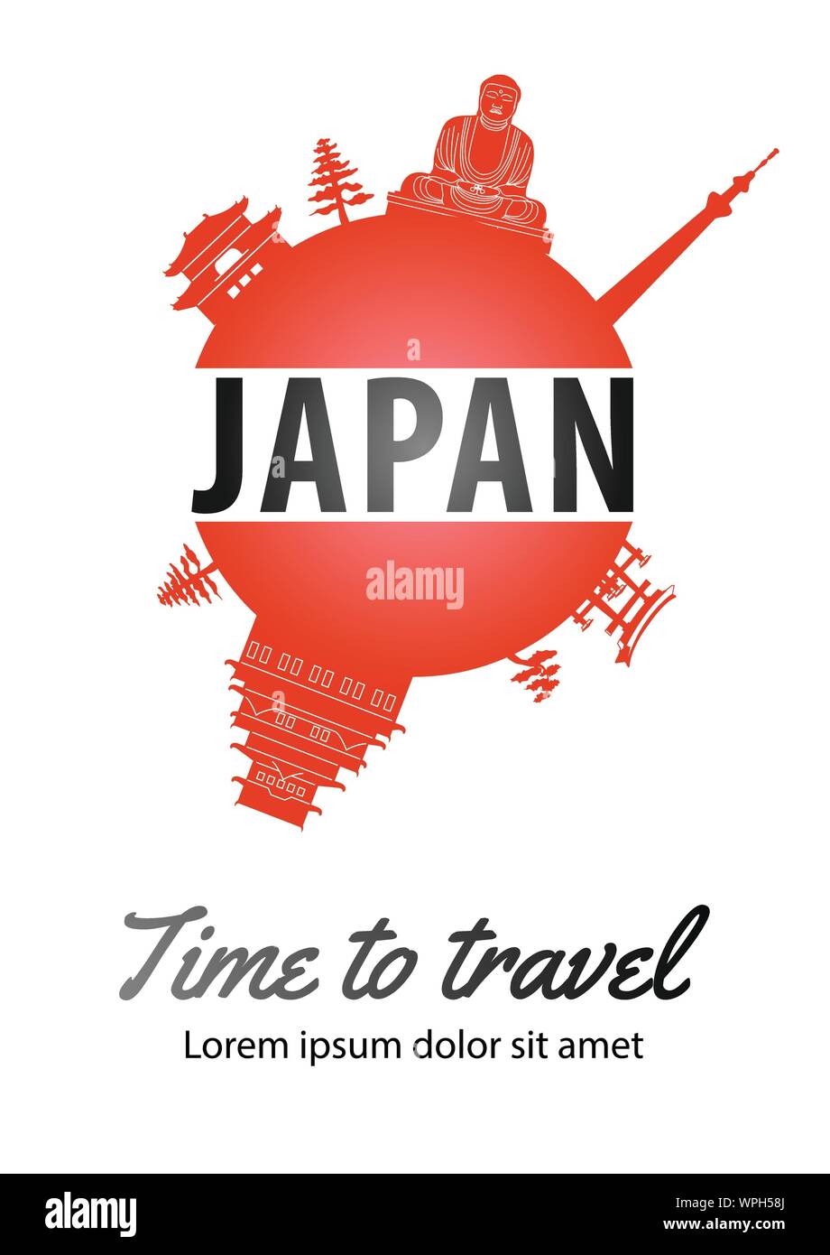 Célèbre monument de Japon le monde conception de la brochure en couleur du drapeau national thème design,le temps de voyager,vector illustration Illustration de Vecteur