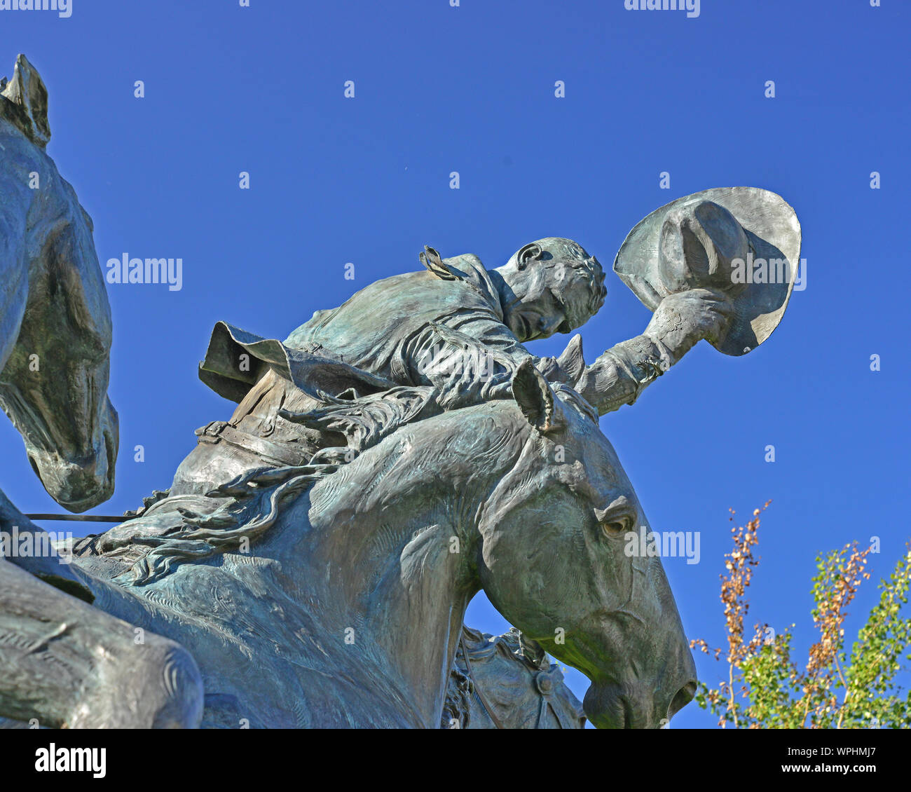 Clem sur Skooks jardinier, partie d'une grande sculpture qui a quinze chevaux au total. Il est situé dans le terrain du Stampede de Calgary Alberta Canada. Banque D'Images