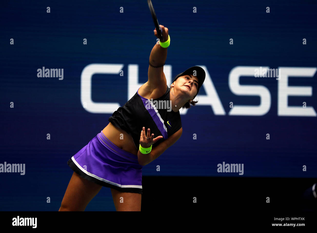 Flushing Meadows, New York, United States - 7 septembre 2019. Canada's Bianca Andreescu lors de sa victoire sur Serena Williams chez les femmes de la finale à l'US Open à Flushing Meadows, New York. Crédit : Adam Stoltman/Alamy Live News Banque D'Images