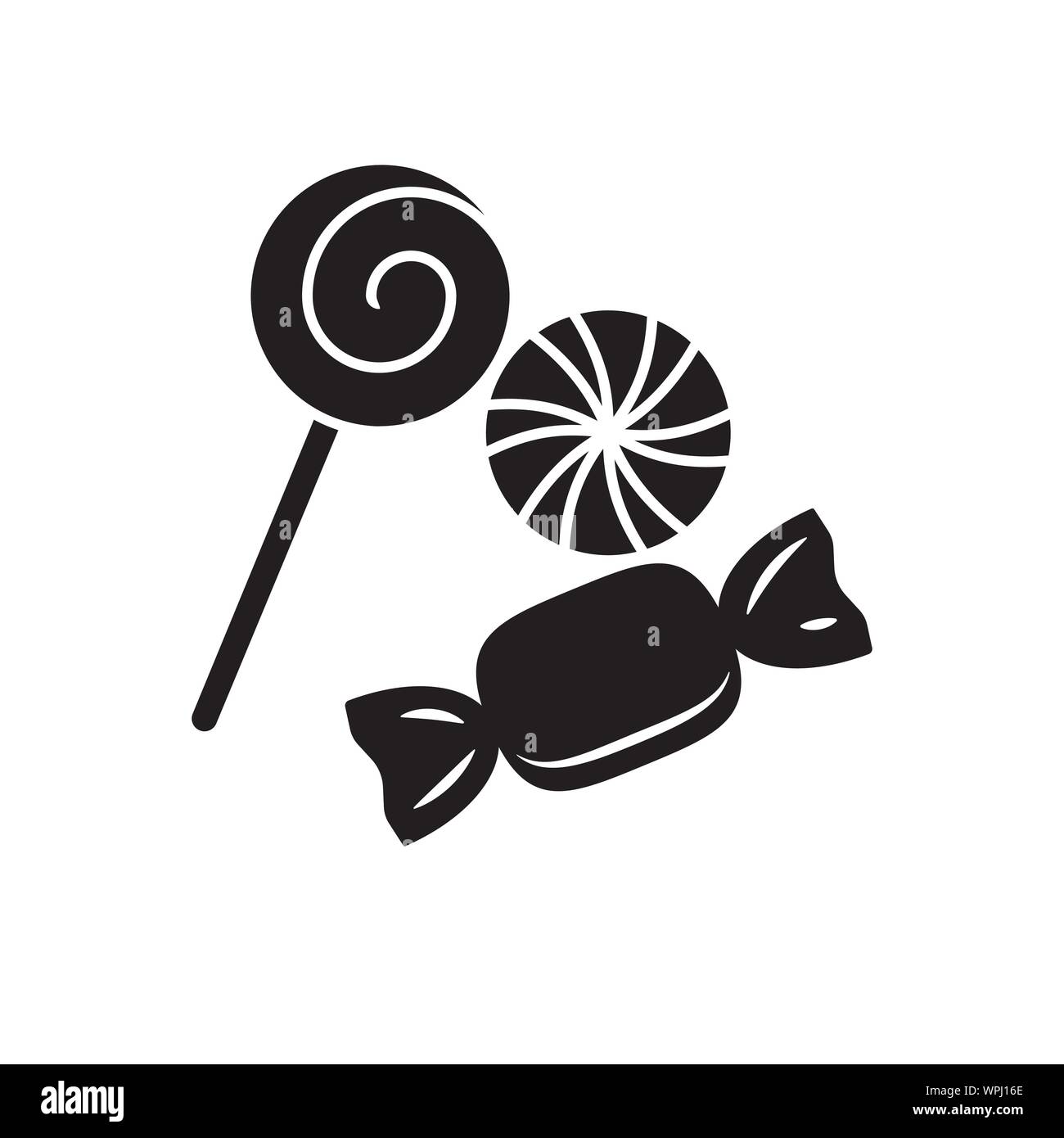 Friandises divers icône vecteur. Noir solide symbole de l'Halloween. Illustration de Vecteur