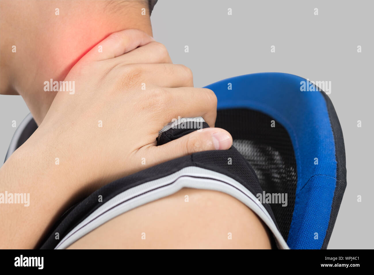 Jeune femme souffrant de douleur dans le cou Santé et Médecine concept. Banque D'Images
