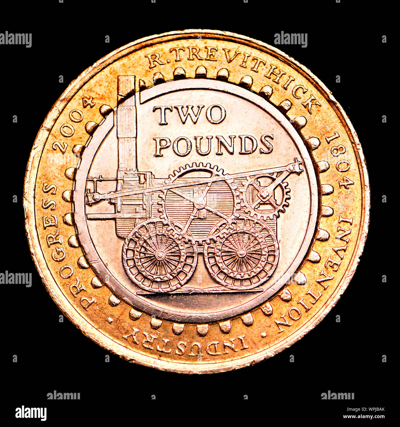 La pièce de 2 € bimétallique. 200e anniversaire de la première locomotive à vapeur par (2004) conçu par Robert Lowe Banque D'Images