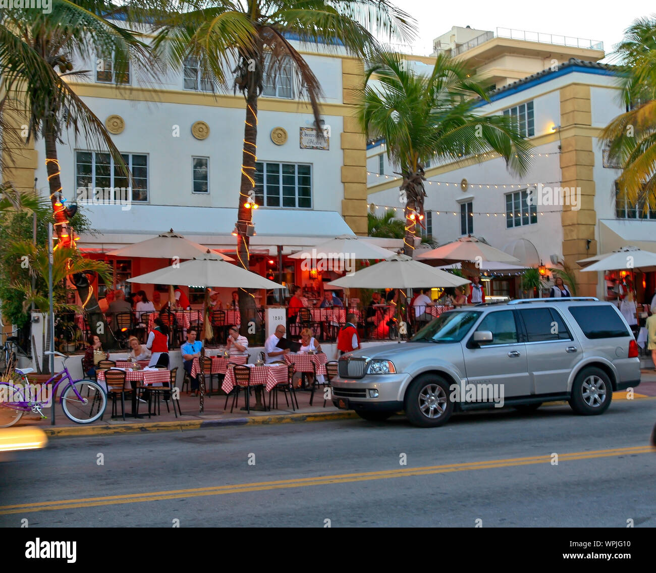 Restaurants sur Atlantic Drive à South Beach, Miami , Floride USA, Amérique Latine Banque D'Images