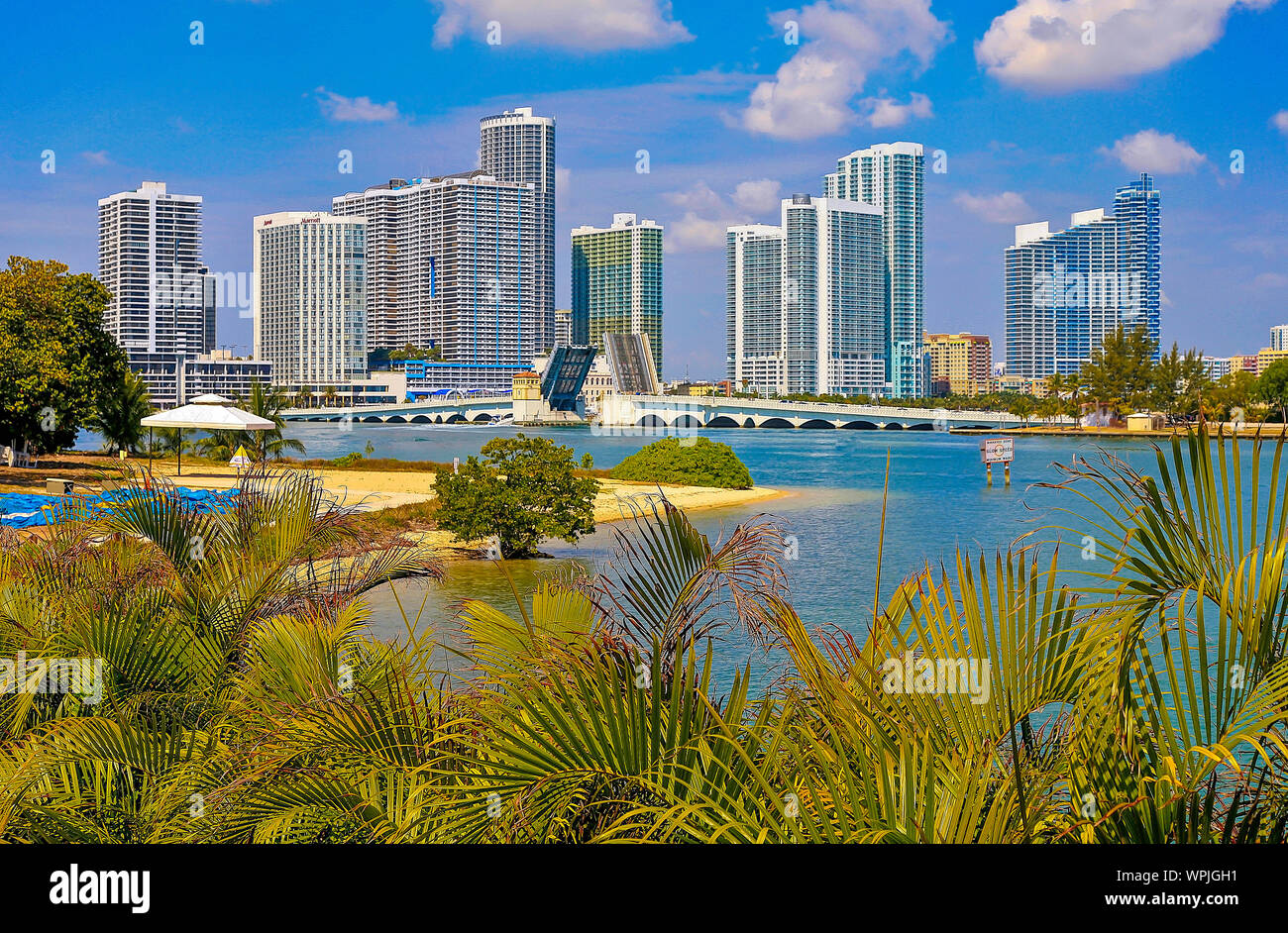 Vue sur la ville de mijamin City en ville de Miami, Miami Beach et South Beach, Florida, USA ; Amérique latine ; Amérique du Nord Banque D'Images