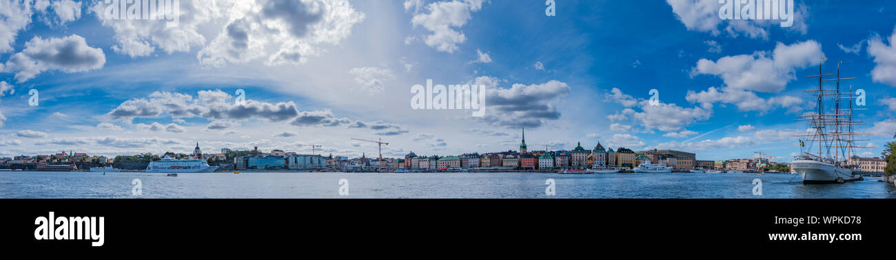 Un panorama de la ville de Stockholm et de l'est de la baie, dans la vieille ville. Banque D'Images