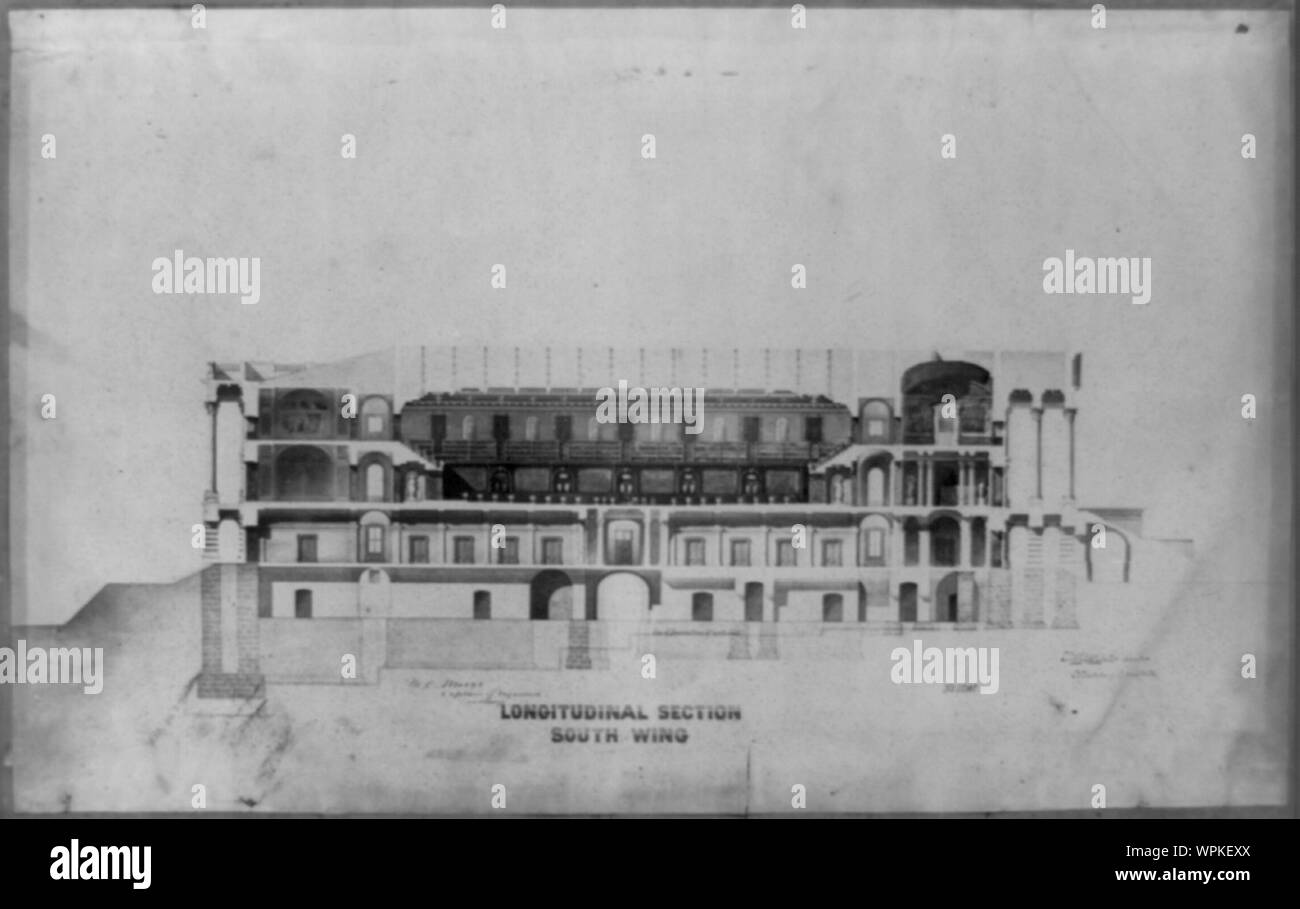 Section longitudinale, aile sud Banque D'Images