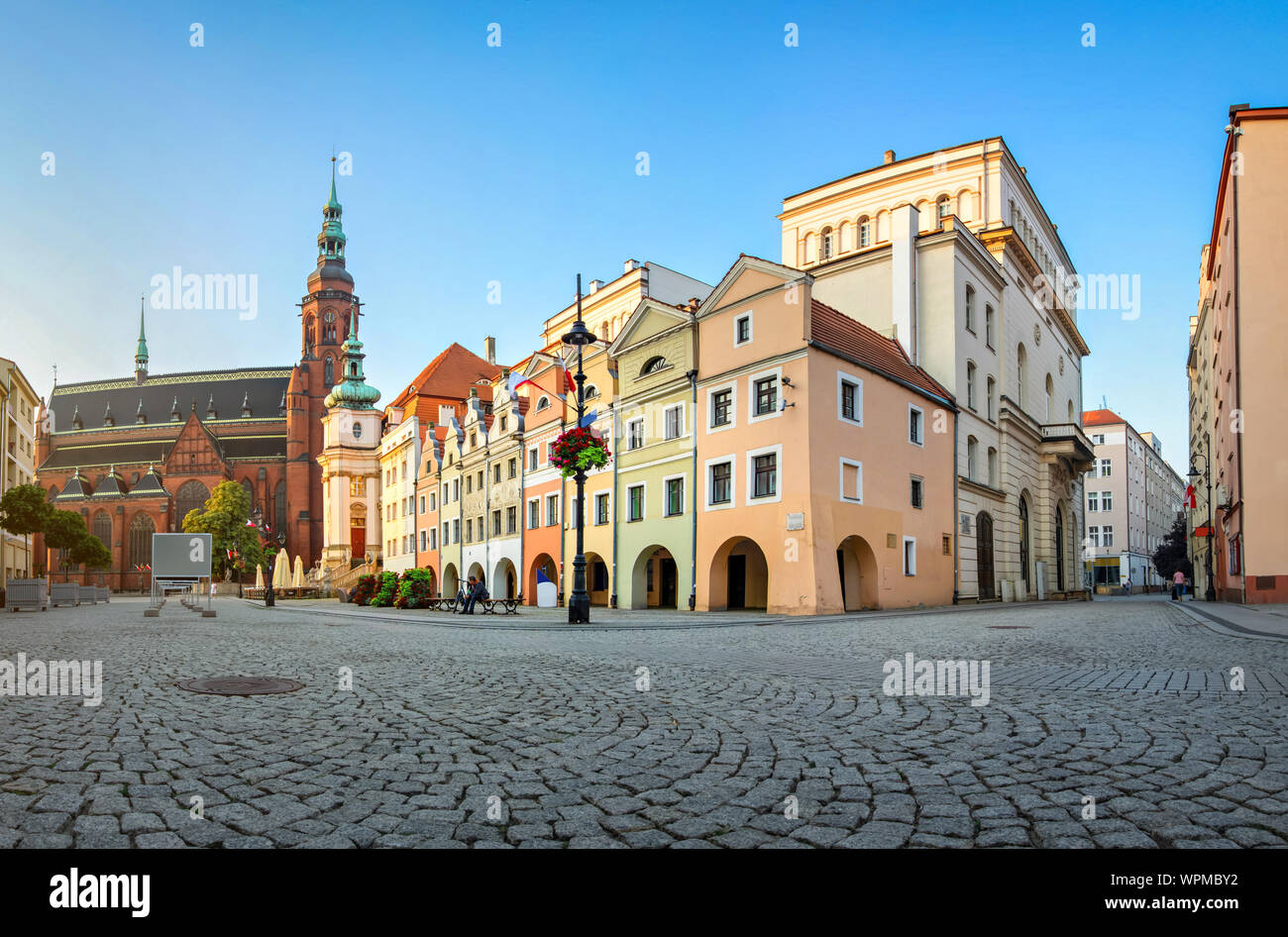Legnica, Pologne. Avis de Kamienice Sledziowe - une série de maisons historique situé sur la place du marché construit au 16ème siècle Banque D'Images