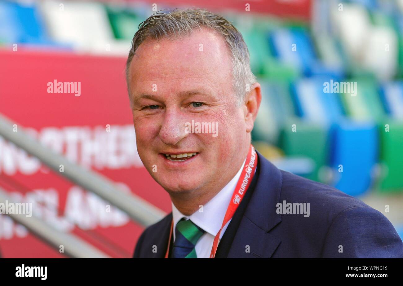 Belfast, Royaume-Uni. 09Th Sep 2019. Belfast, Grossbritannien. 09Th Sep 2019. firo : 09.09.2019 Football : Football EM, Qualification de l'Euro : l'Irlande du Nord - Allemagne Michael O'Neill, l'entraîneur, l'utilisation de crédit dans le monde entier | : dpa/Alamy Live News Banque D'Images