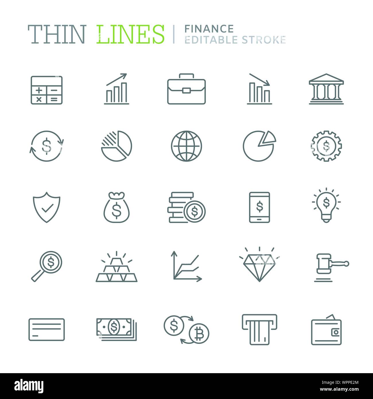 Collection d'icônes de ligne liés finances. Course modifiable Illustration de Vecteur