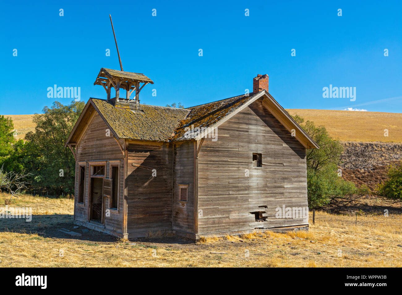 Washington, Région de Palouse, Garfield Comté, Lynn Gulch Road, Lynn au District scolaire no 4, site historique Banque D'Images