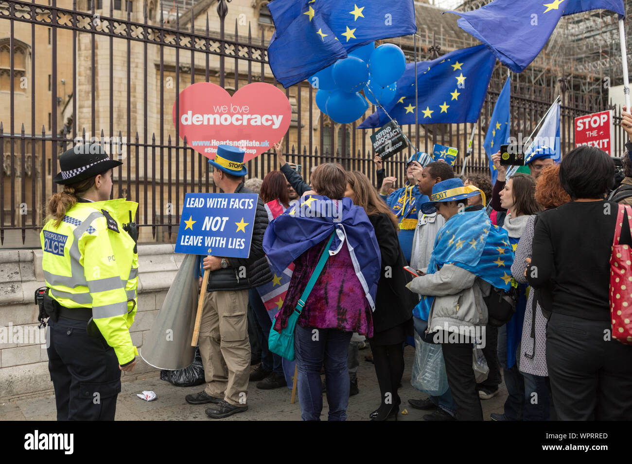 Westminster, London, UK. 9 Septembre, 2019. Militant Anti Brexit Steve Bray, à l'extérieur du Parlement. Penelope Barritt/Alamy Live News Banque D'Images