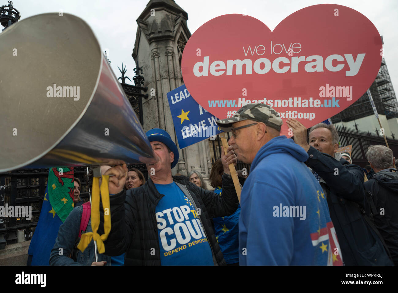 Westminster, London, UK. 9 Septembre, 2019. Militant Anti Brexit Steve Bray, à l'extérieur du Parlement. Penelope Barritt/Alamy Live News Banque D'Images