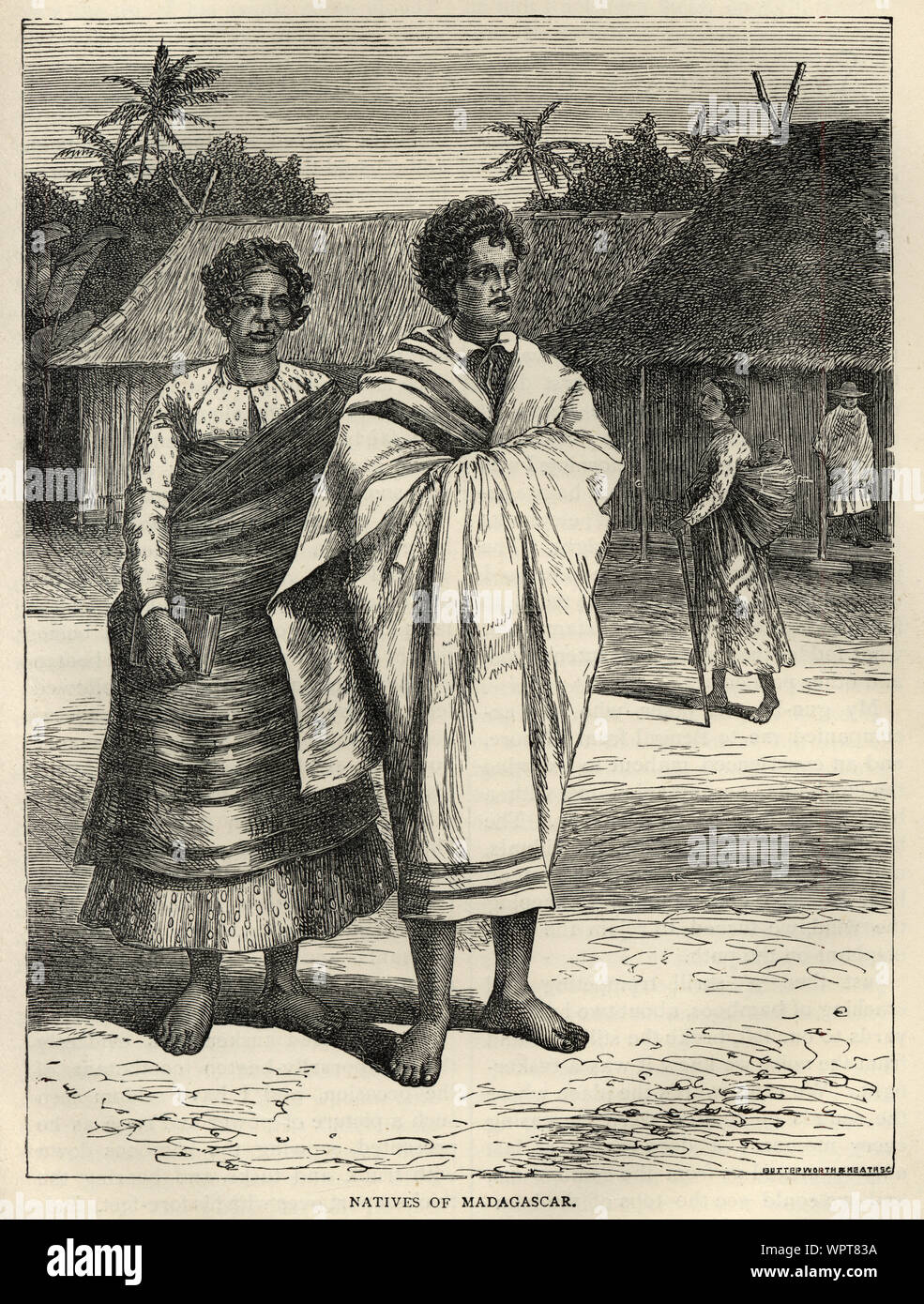 Vintage gravure d'Autochtones de Madagascar, 19e siècle Banque D'Images