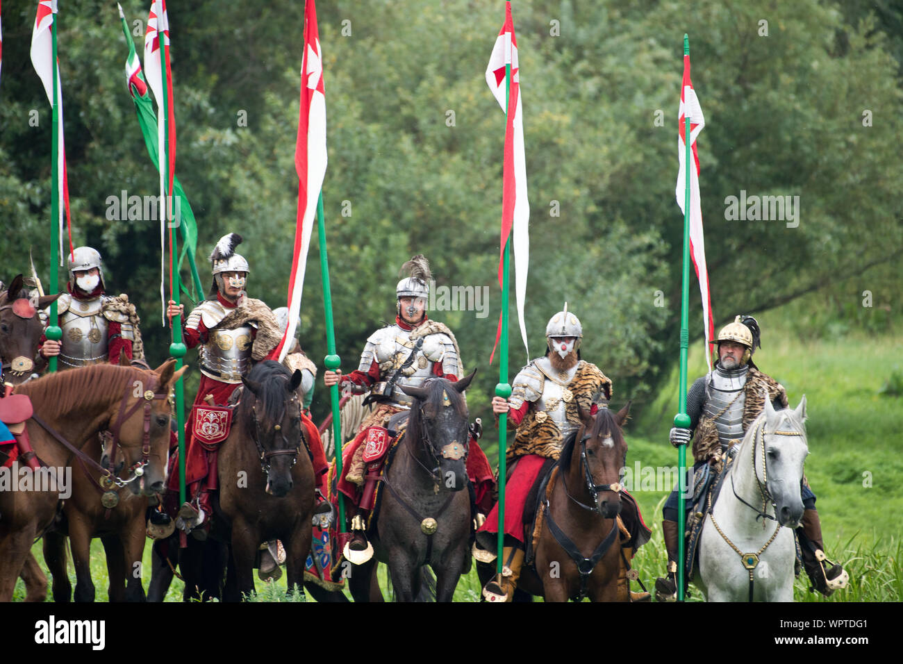 Polish hussars en Vivat Vasa 2019 Bataille de deux Vasas 1626 re-enactment dans Gniew, Pologne. 10 août 2019 © Wojciech Strozyk / Alamy Stock Photo Banque D'Images