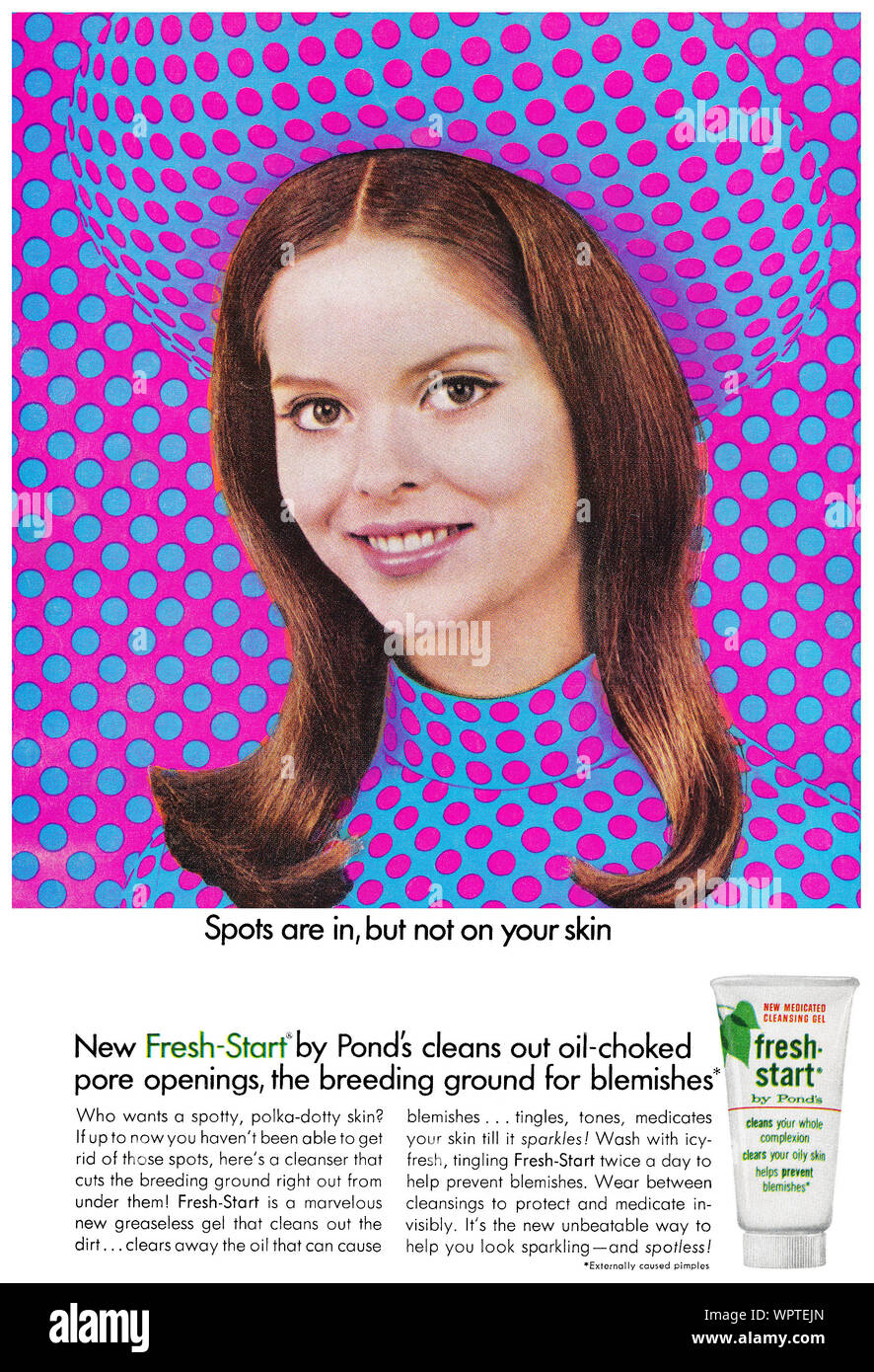 1966 La publicité pour Fresh-Start Pond's medicated cleansing gel. Banque D'Images