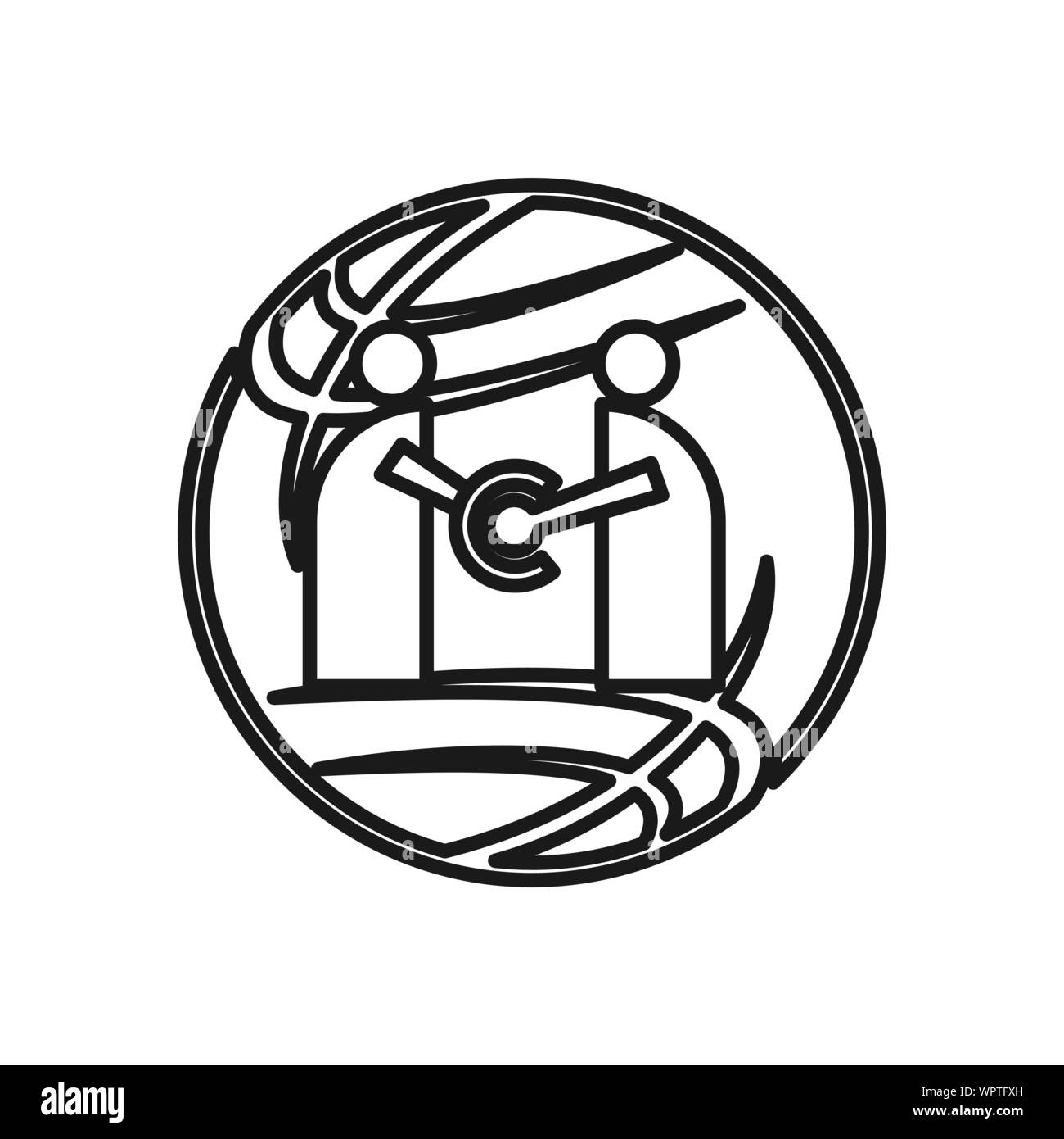 Engagement mondial mondial d'équipe ensemble Logo Contour Illustration de Vecteur