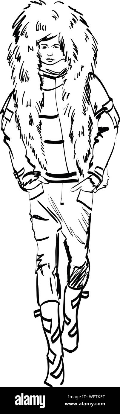 Fait main vecteur scetch des hommes on background Illustration de Vecteur