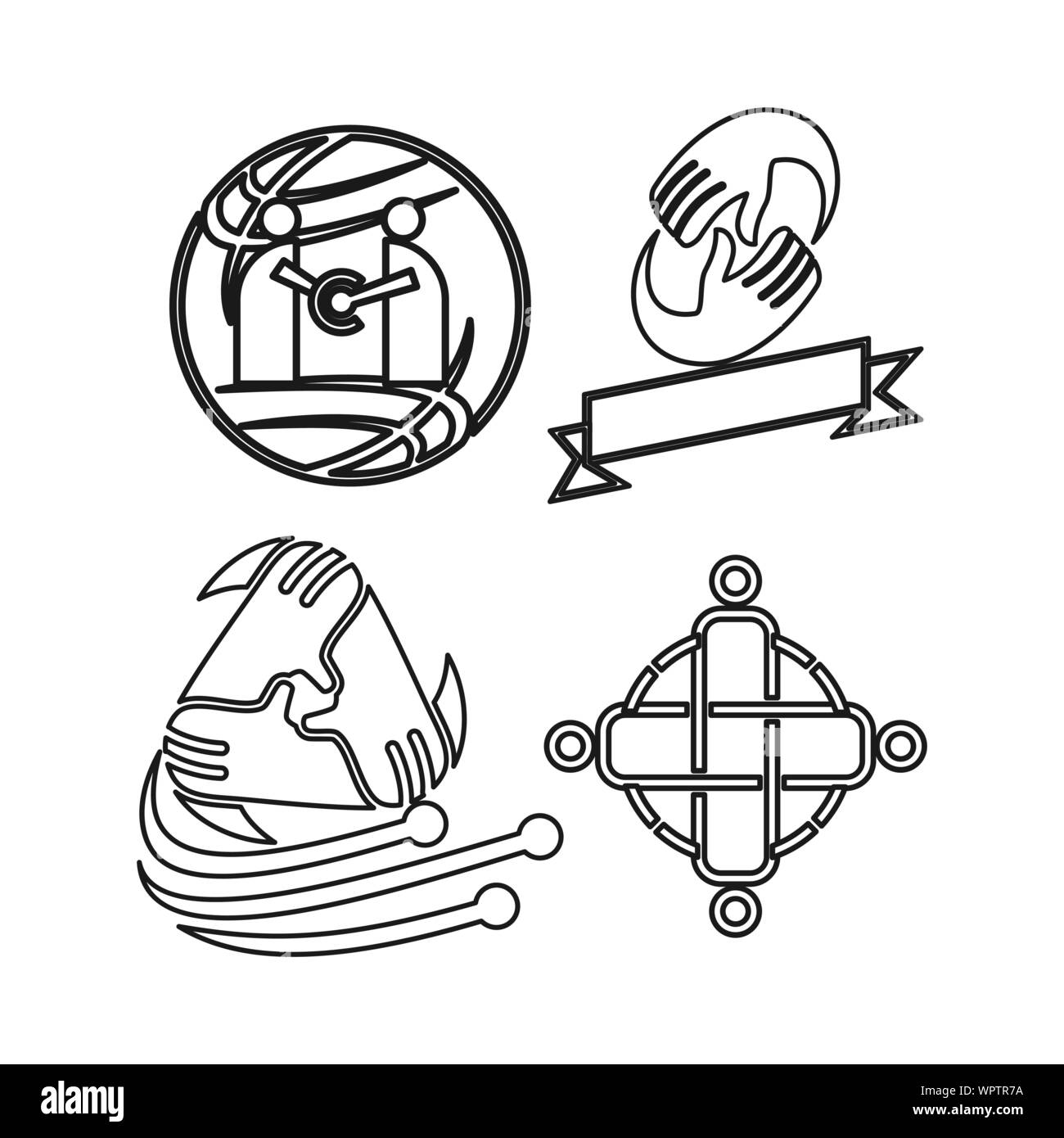 Ruban électrique mondiale d'équipe Engagement Ensemble Logo Contour Illustration de Vecteur