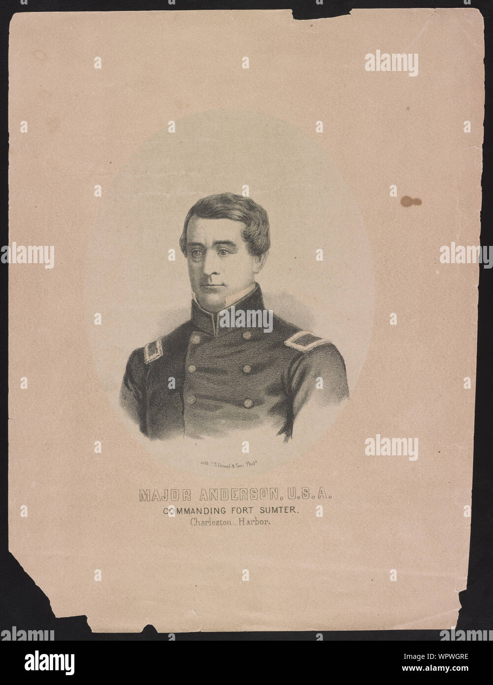 Grandes Anderson, États-Unis d'commandant Fort Sumter, Charleston Harbor / lith. P.S. Duval & Son, Phila. Banque D'Images