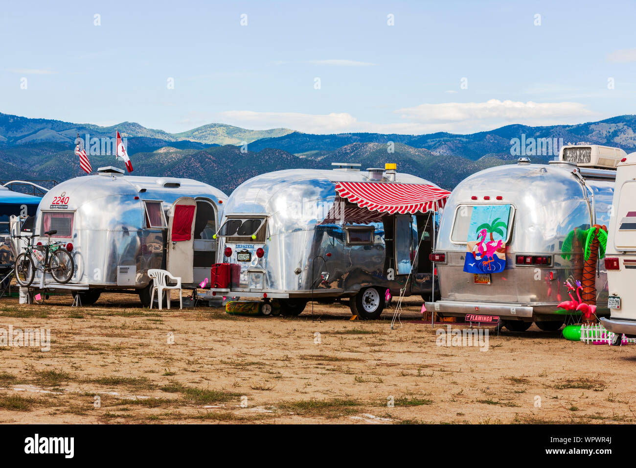 Camping Airstream remorques au Vintage Airstream Club Rocky Mountain Rally Banque D'Images