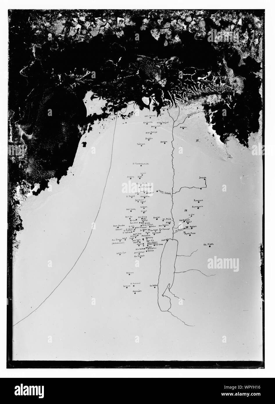 Carte des communes de la Palestine (Israël, Cisjordanie et Jordanie) Banque D'Images