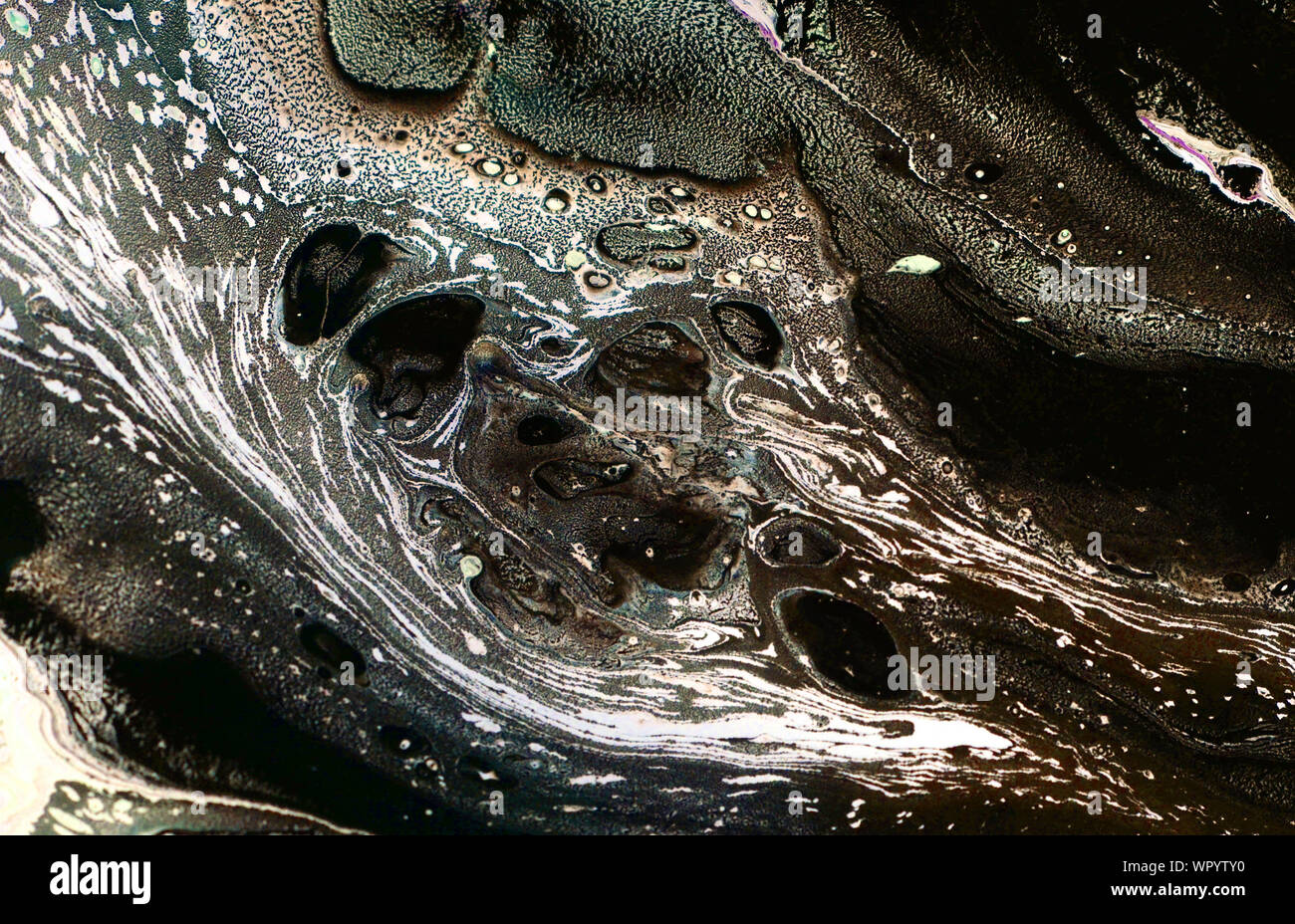 En résumé fond acrylique. Nature art texture marbrée noire. Banque D'Images