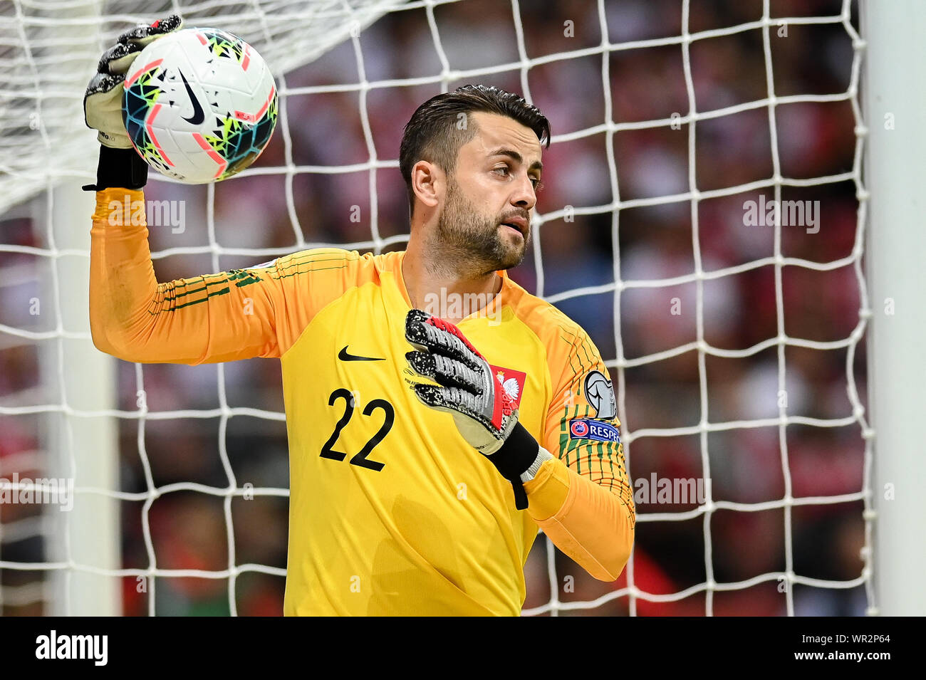 Varsovie, Pologne. 09Th Sep 2019. Lukasz Fabianski de Pologne vu en action au cours de l'Euro 2020 qualificatifs (groupe G) match entre la Pologne et l'Autriche.(score final ; Pologne 0:0 Autriche) Credit : SOPA/Alamy Images Limited Live News Banque D'Images