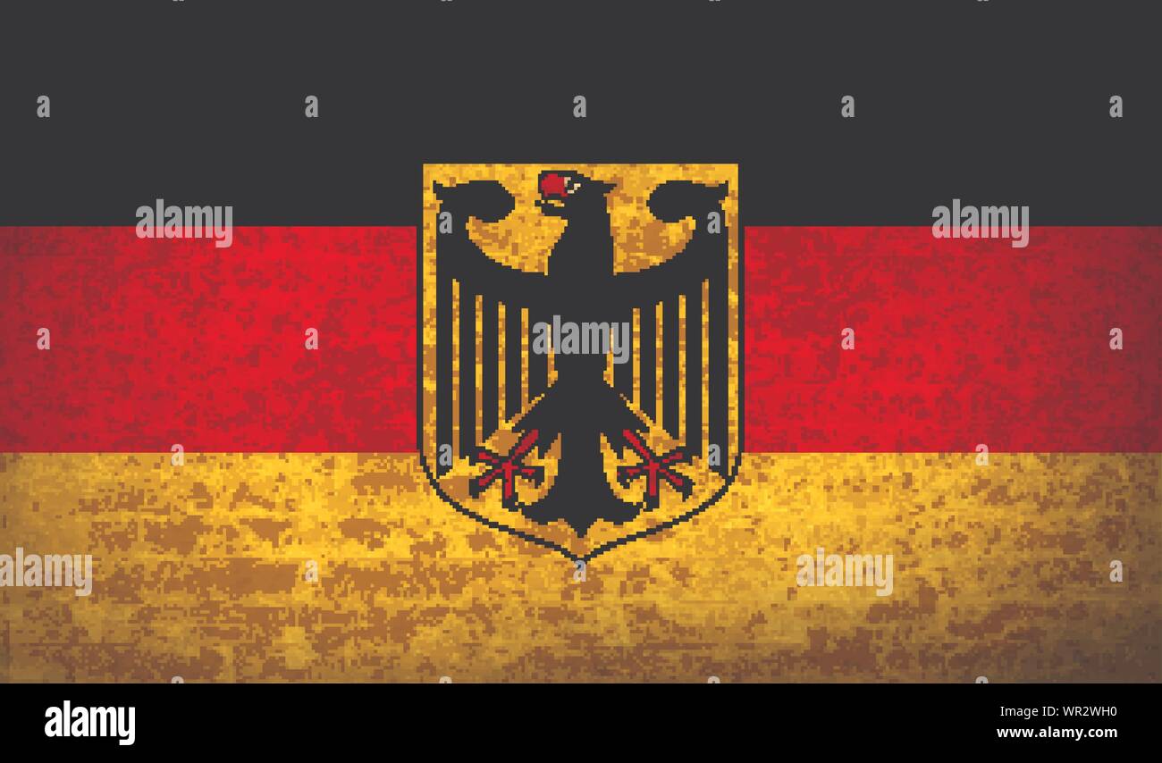 Drapeaux de l'Allemagne avec la texture du papier sale. Vector Illustration de Vecteur