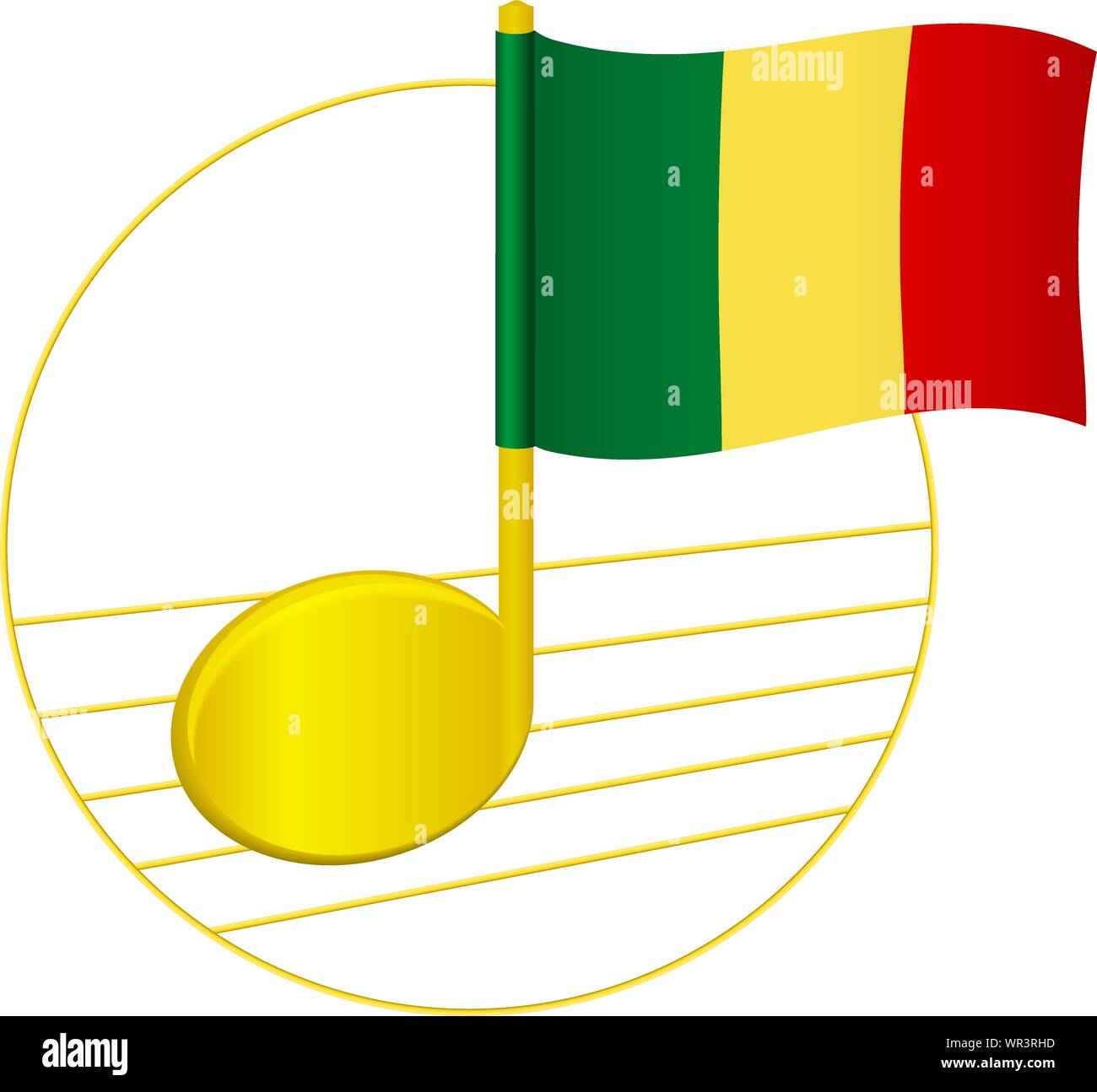 Mali drapeau et note de musique. Arrière-plan de la musique. Drapeau national du Mali et de la musique de concept vector illustration Illustration de Vecteur