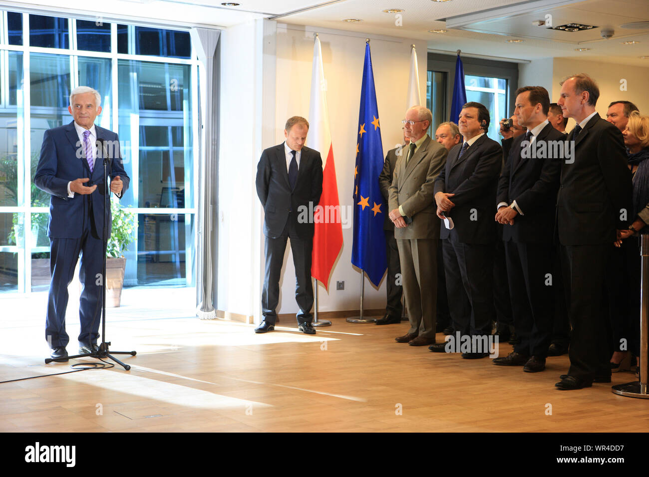 23.05.2011 Bruxelles, Belgique. Sur la photo : Jerzy Buzek, Donald Tusk, Herman Van Rompuy, José Manuel Barroso, Radoslaw Sikorski, Bogdan Klich Banque D'Images