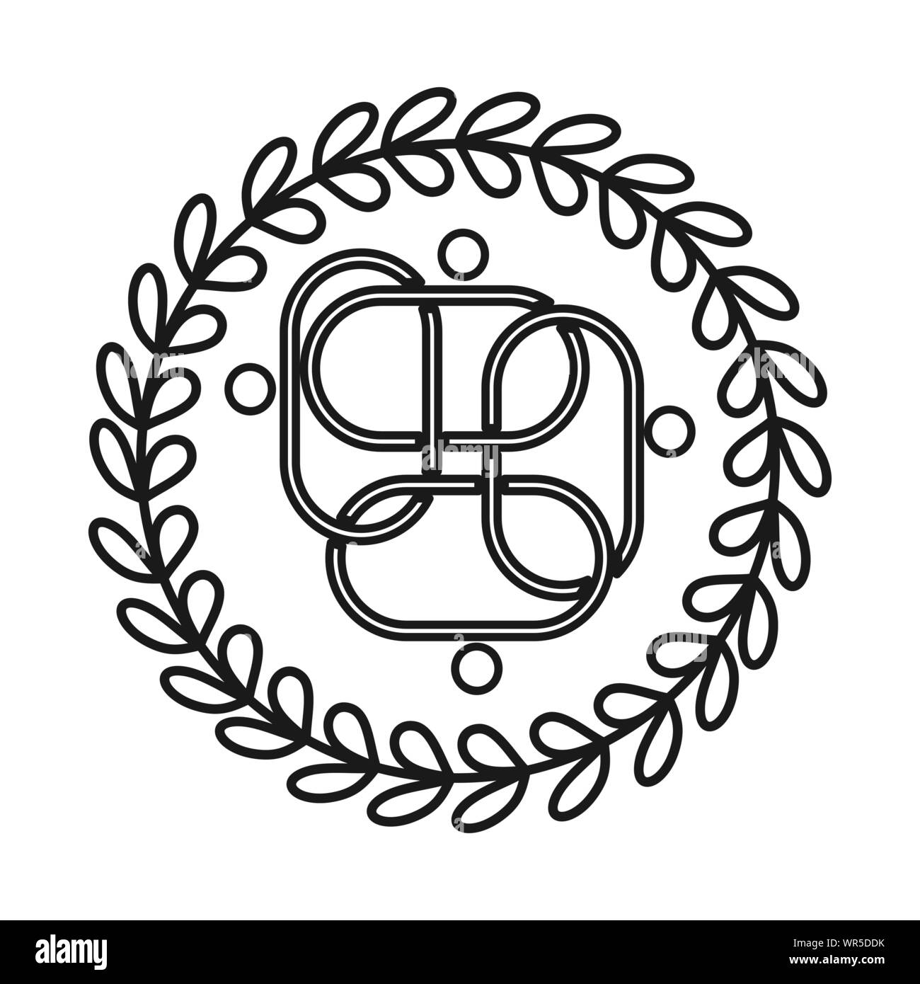 La rotation de la feuille d'engagement des gens d'équipe ensemble Logo Contour Illustration de Vecteur